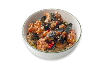 Рис с овощами и курицей в глазури