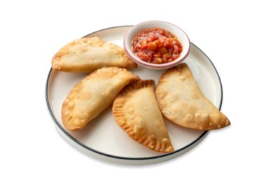 Чебуреки с говядиной и соусом лечо
